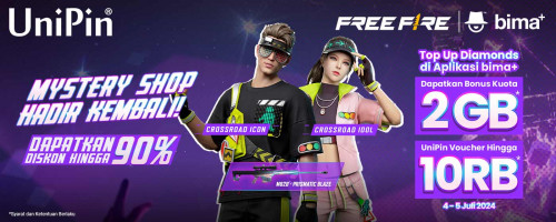 Mystery Shop Hadir Kembali - Top Up Free Fire di Aplikasi bima+ dan Dapatkan Banyak Bonusnya!